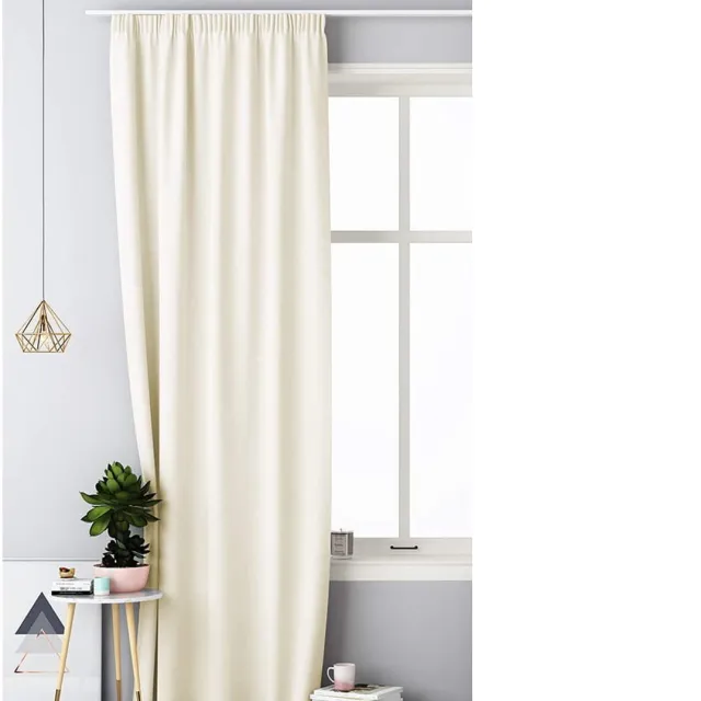 Ibenzoa Grote decoratieve gordijnen met plooiband, ondoorzichtig en wasbaar, 140 x 250 cm, diverse kleuren Creme