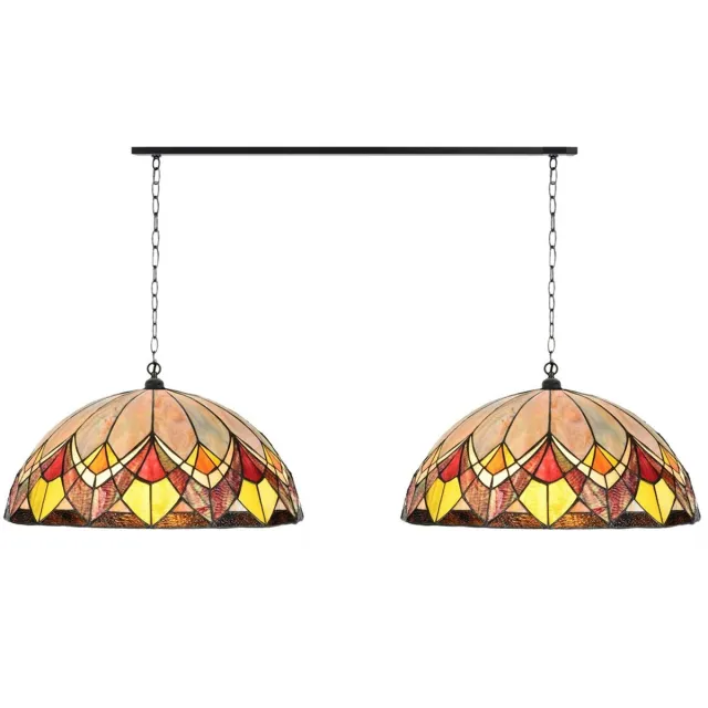 Coloured by Art 2 x Tiffany Blossom met ketting lampen aan plafondbalk - Art Deco Trade Multicolour