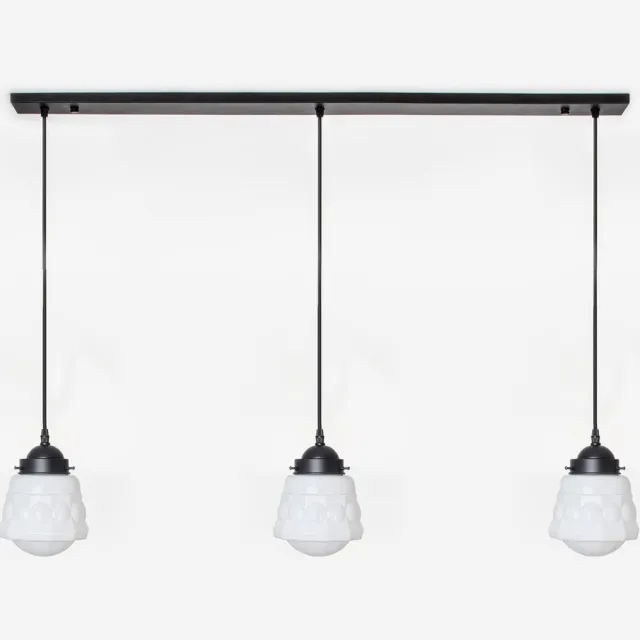 Coloured by Art 3 x Weimar lampen aan plafondbalk Moonlight - Art Deco Trade Zwart