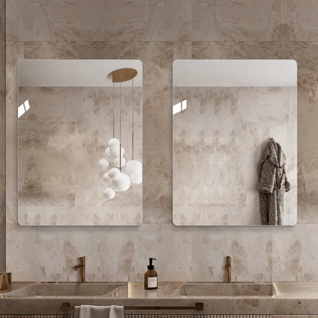 DESMIU Wandspiegel – Frameloos Met Afgeronde Hoeken – 60x80 Cm – Glas – Silver – Badkamer, Slaapkamer En Hal – Horizontaal Of Verticaal