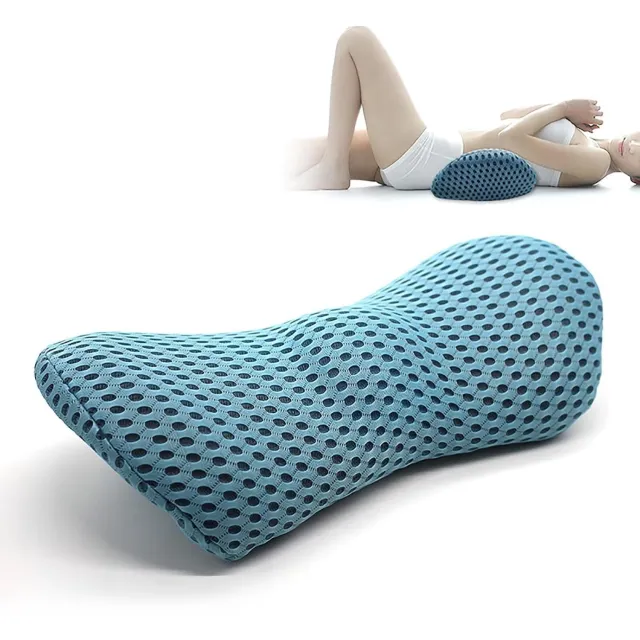 FLITI Memoryschuim lendenkussen - ergonomisch - voor drukverlichting - voor bed, stoel, autostoel en bureaustoel - rugsteunkussen - voor langdurig zittenden - blauw - 1 stuk