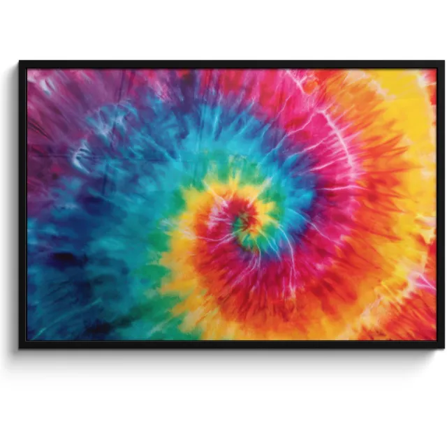 FrameYourWall Poster in lijst - Fotolijst 120x80 cm - Posters - Regenboog - Tie dye - Kleurrijk - Blauw - Posterlijst zwart - Decoratie - Wanddecoratie woonkamer - Muurdecoratie slaapkamer