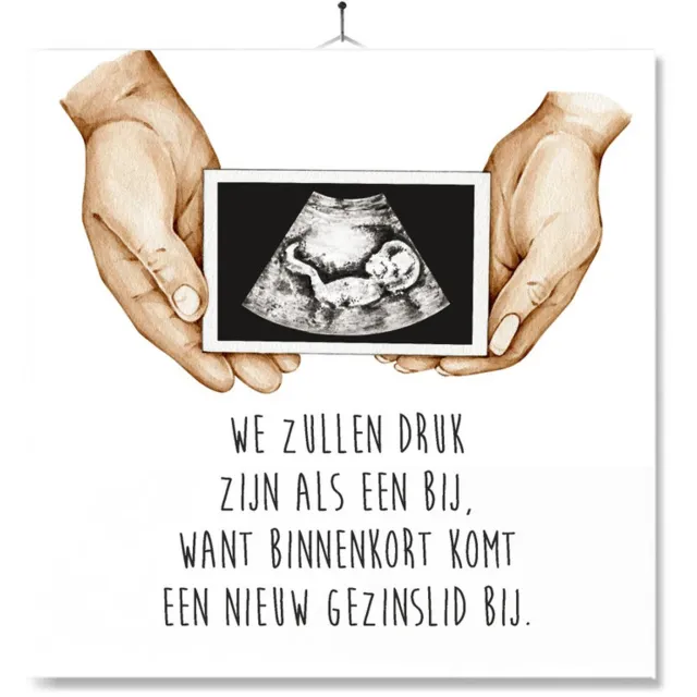 MC Living Tegel Met Opdruk | Kado | Cadeau | Zwangerschap bekend maken | We zullen druk zijn als een blij want binnenkort komt een nieuw gezinslid bij Multi-Color
