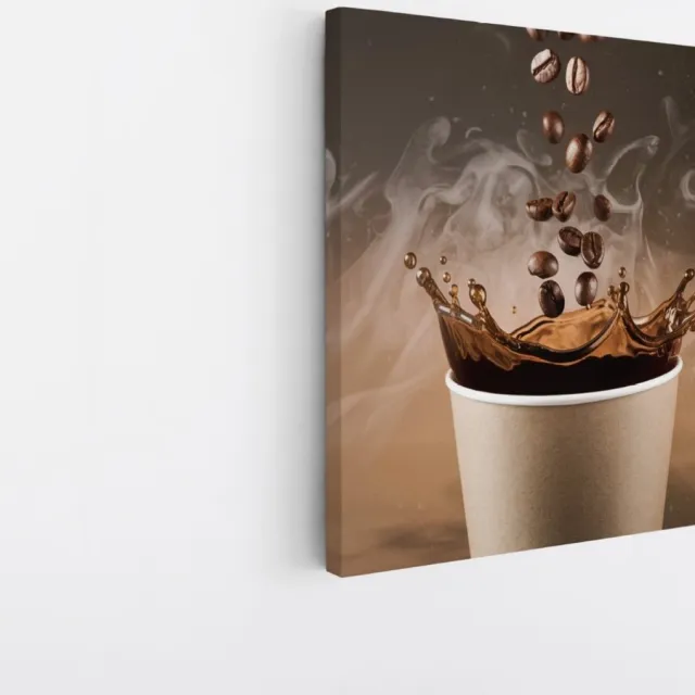 Saammp Canvas Schilderij - Koffie spetters - 100x100 - Foto op canvas - Wanddecoratie - Muurdecoratie keuken - Slaapkamer decoratie - Canvas Print Multicolor