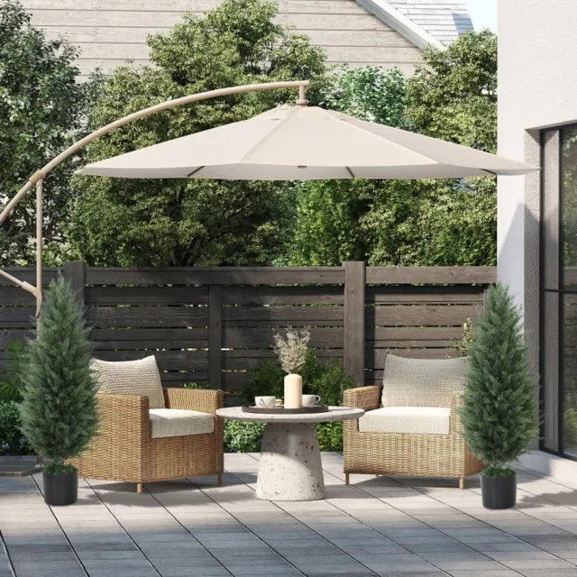 STILVORA Kunstplant Zypresse Tweedelig 90 Cm Kunststof Groen In Pot UV Bestendig Voor Binnen En Buiten Voor Woonkamer Tuin En Terras Green