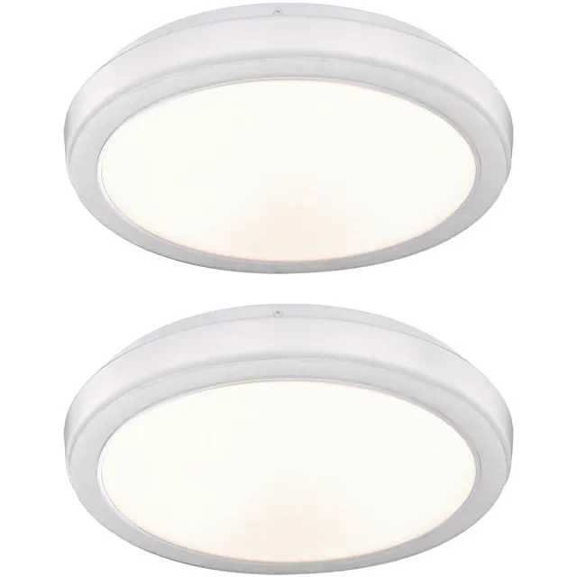 Globo Lighting Plafondlamp keukenlamp woonkamerlamp eetkamerlamp gemarmerd LED plafondlamp wit, 12W 1150lm warm wit, DxH 33,5 x 9,5 cm, set van 2