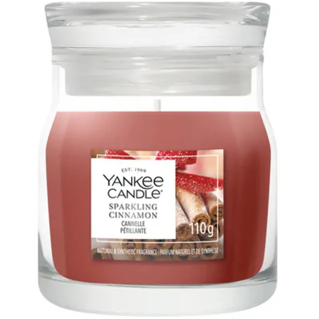 Yankee Candle Sparkling Cinnamon Small Jar Geurkaars - tot 30 branduren Bruinrood