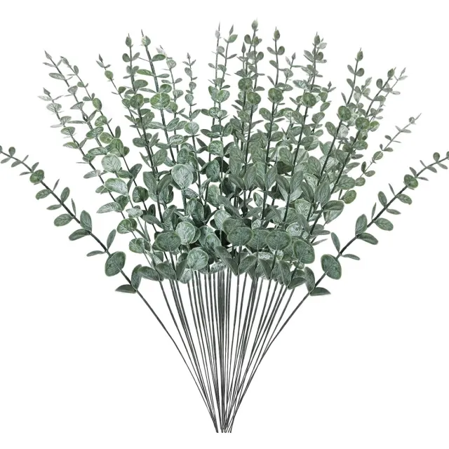 Ibenzoa Kunstmatige Eucalyptus Takken Set van 20 voor Decoratieve Bloemstukken en Tafeldecoraties groengram