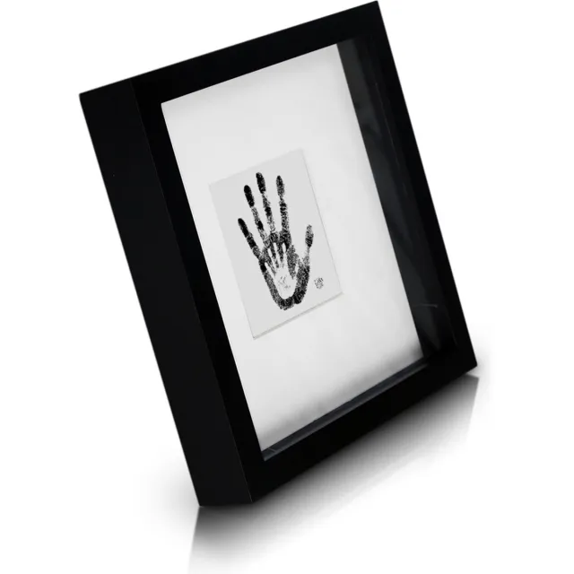 Casa Chic Classic by Casa Chic - Vierkante box-fotolijst van echt hout - Zwart - 23x23 cm en 4,5 cm diep - Veiligheidsglas - met 10x10 cm passe-partout - 3d objectlijst - Lijstbreedte 2cm