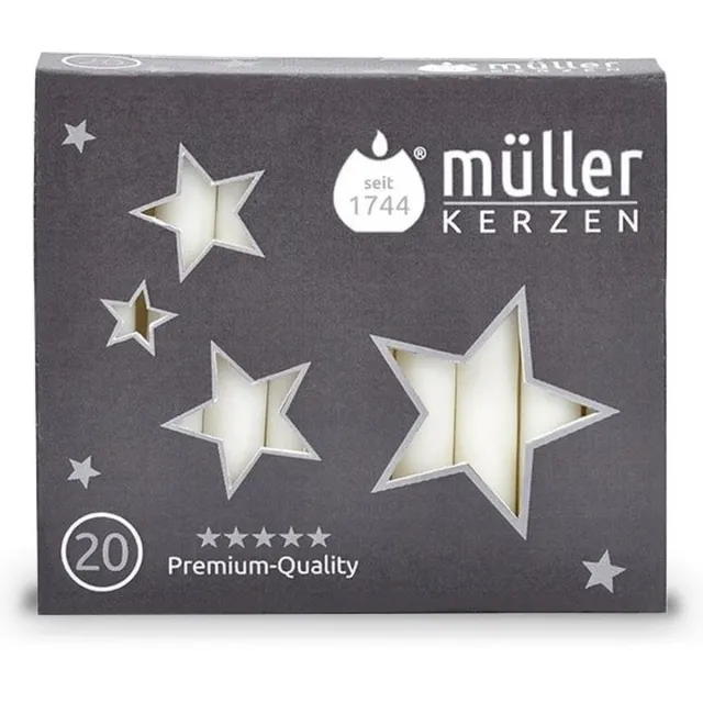 Muller Kerzen Muller Kerstboomkaarsjes - Wit - 20 Stuks