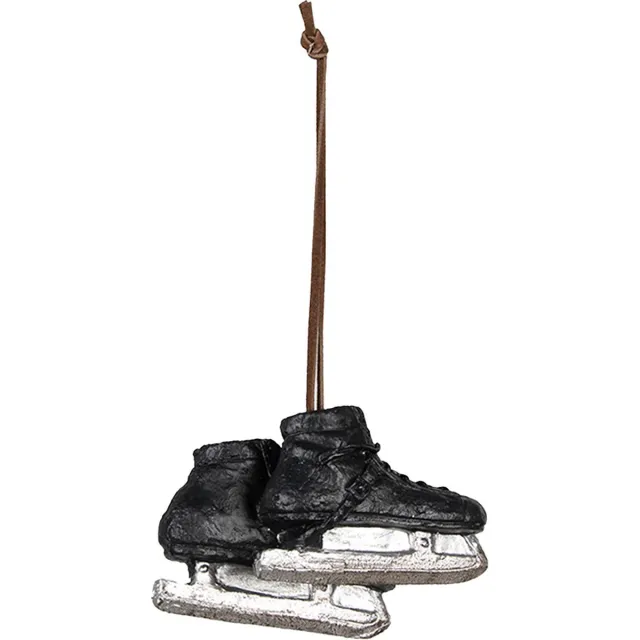 Clayre & Eef Kersthanger Schaatsen 10x4x6 cm Zwart Polyresin