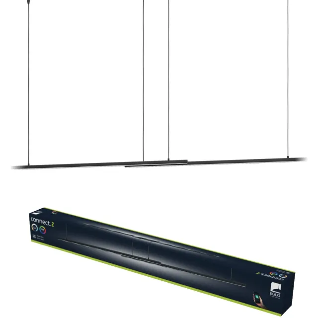 Eglo Flatron-Z Hanglamp - 150 cm - Zwart - Instelbaar RGB & wit licht - Dimbaar - Zigbee