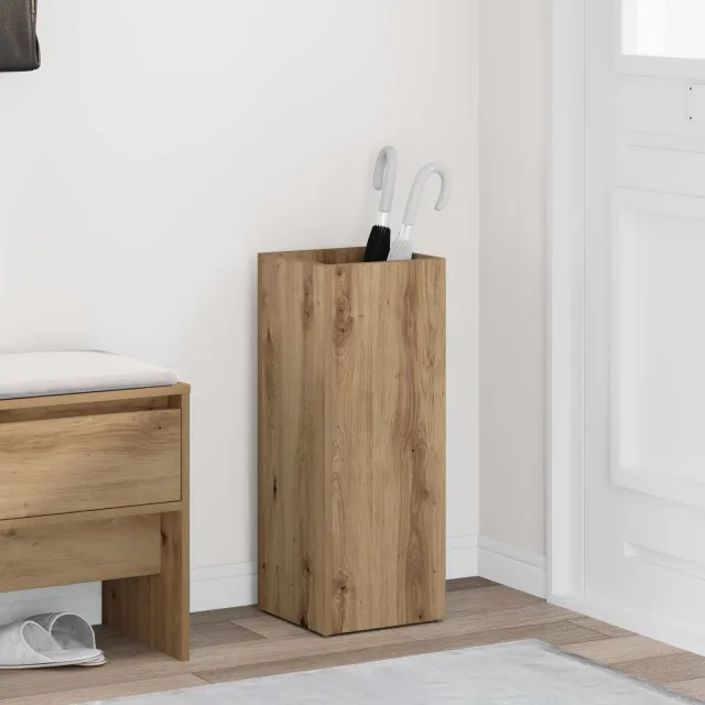 vidaXL Paraplu Standaard Artisan Eiken 25 x 24,5 x 64 cm Bewerkt hout Bruin