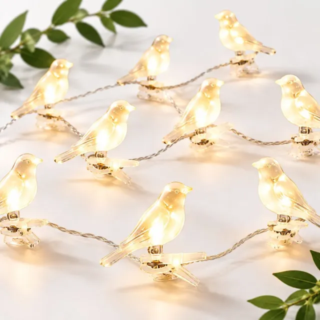 VHV Lichtsnoer buiten - Buitenverlichting Lichtslinger - Tuinverlichting op zonneenergie - 5 Vogel solar lamp - LED Warmwit - Waterdicht