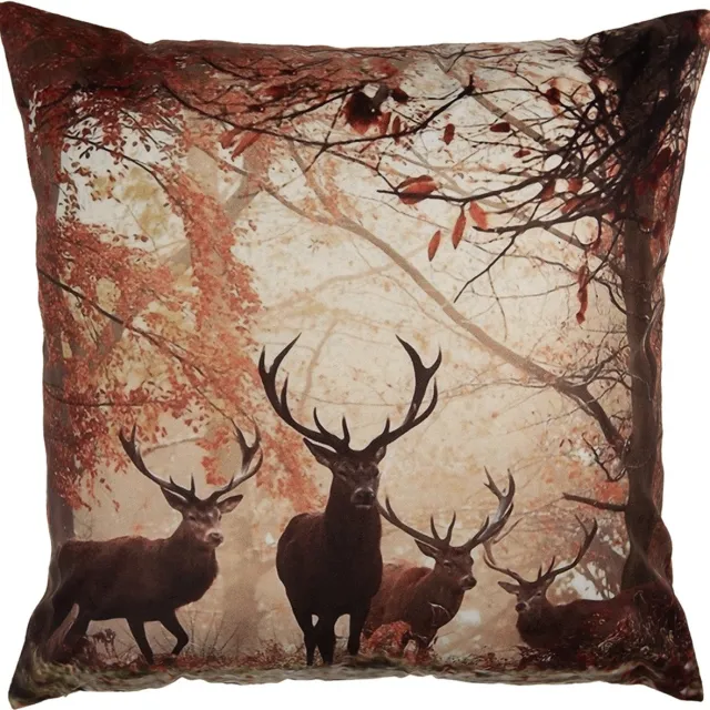 Clayre & Eef Kussenhoes 45x45 cm Bruin Polyester Hert Herfst decoratie