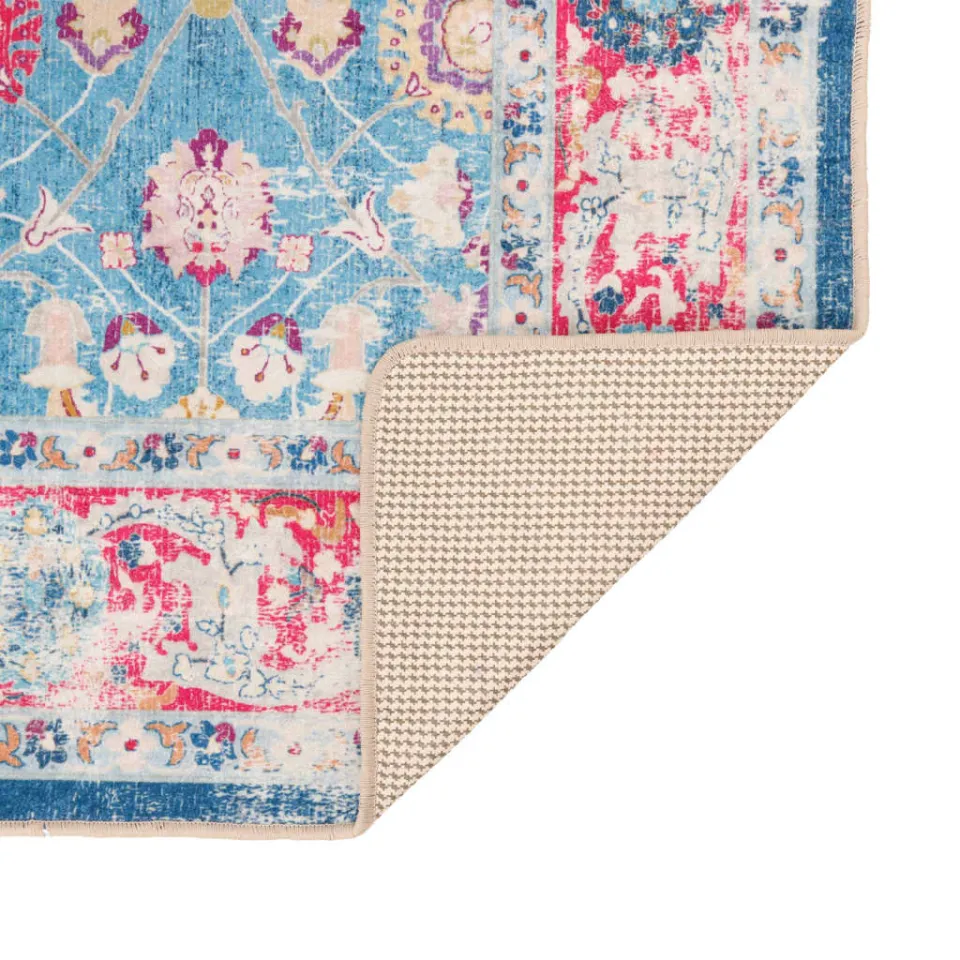 vidaXL Vloerkleed wasbaar 160x230 cm meerkleurig blauw, foto 4