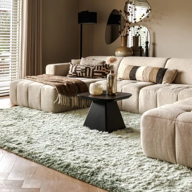 Paon Brillant Velvet vloerkleed - Auréa saliegroen 80x150