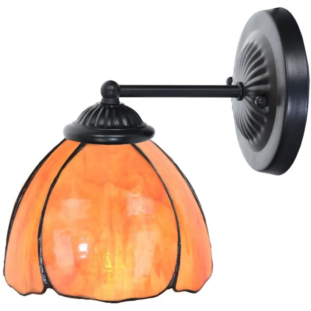 Coloured by Art Tiffany wandlamp zwart met Tulipa - Art Deco Trade Oranje