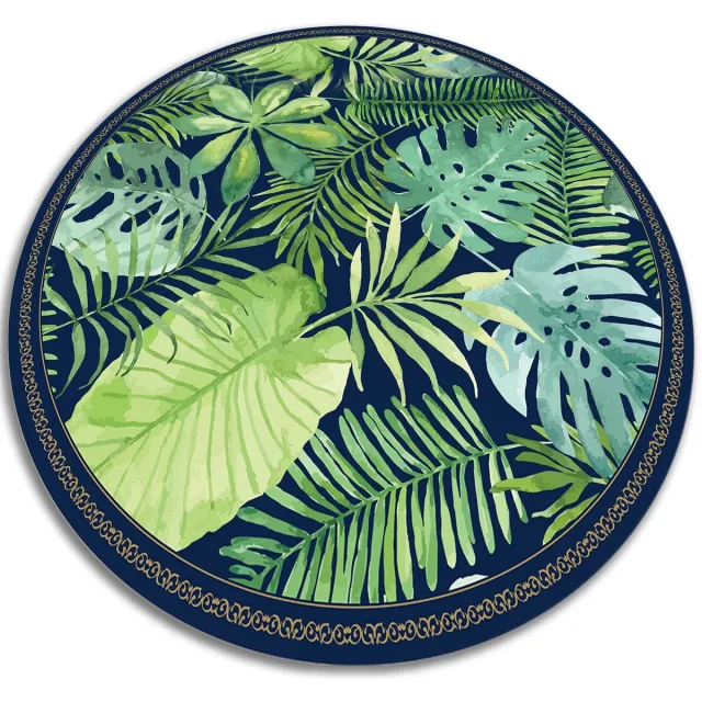 TULUP Vinyl Tapijt - Tropische bladeren Vloerkleed Op Vinyl - 70 cm - Groente Vinylmat - Ronde PVC Floor Mat - Haltapijt - Keukentapijt Groente Tropische bladeren