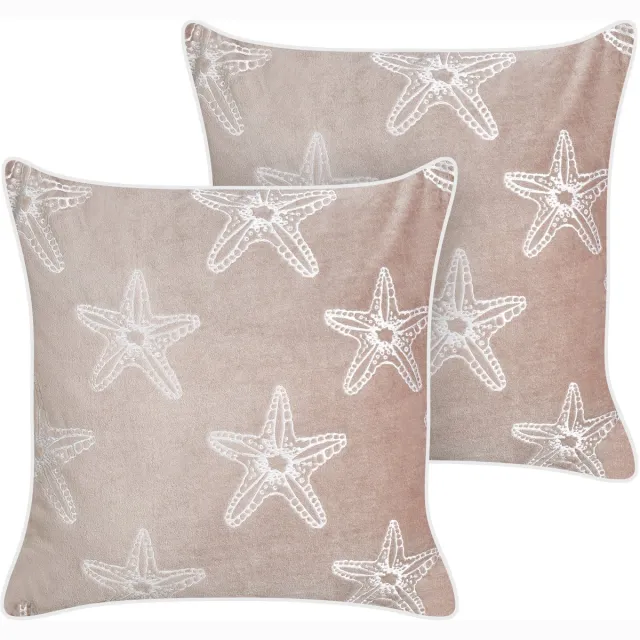 Beliani CERAMIUM - Sierkussen set van 2 - Pastelroze - 45 x 45 cm - Fluweel