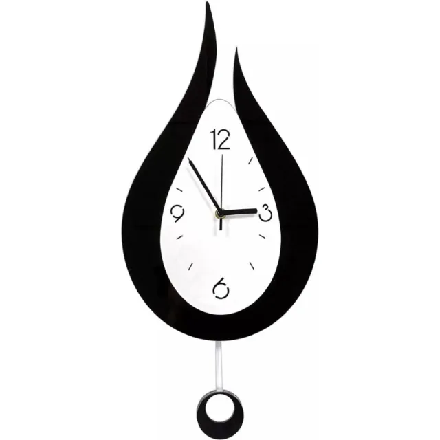 BOG Stille Wandklok - Moderne Creatieve Waterdruppel Penduleklok - Digitale Silent Pendule Wandklok - Voor Slaapkamer Woonkamer Keuken Kantoor Wanddecoratie 54cm ZWART WIT