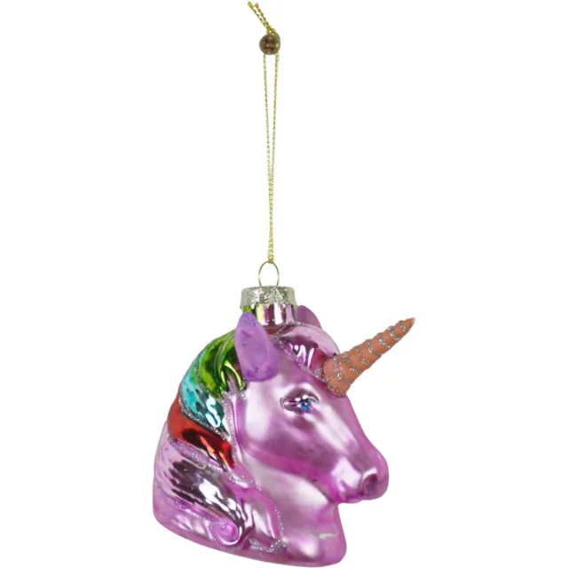 Housevitamin Kersthanger Roze Eenhoorn – Glas – 5×8×8,5 cm – Kerstbal Ornament – Pastel Sprookjesachtig – Kerstversiering Multi