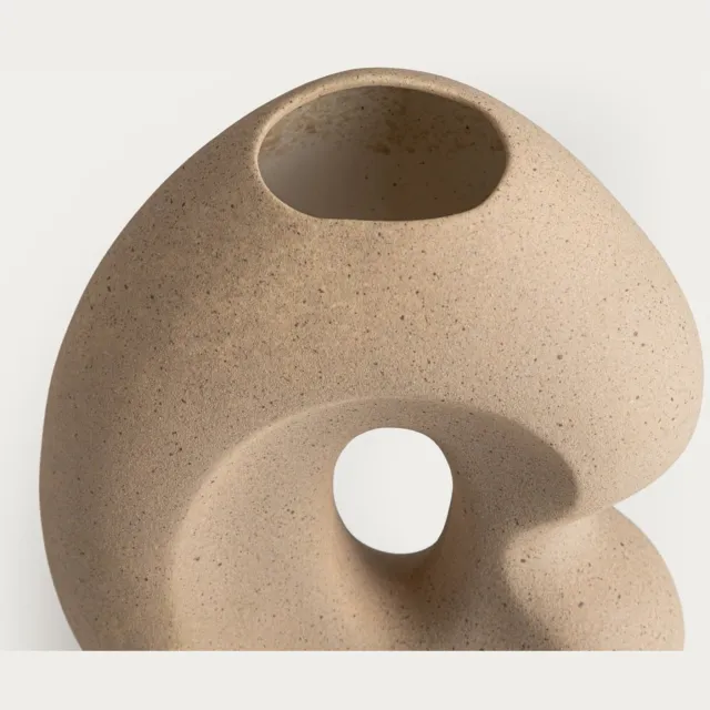 Homla Vaas | BELLARO | beige keramiek met opening | 18.5 x 10 x 23 cm | 785900