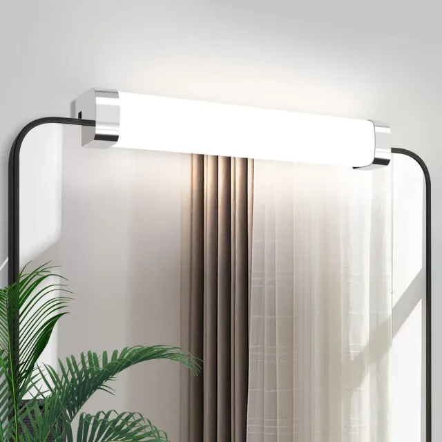 NETTLIFE LED Spiegellamp - spiegellamp met stekker - IP44 - chroom - 4000K neutraal wit - 10W - make-up licht - badkamer licht - moderne wandlamp - 37CM badkamerlamp - voor keuken | badkamermeubel