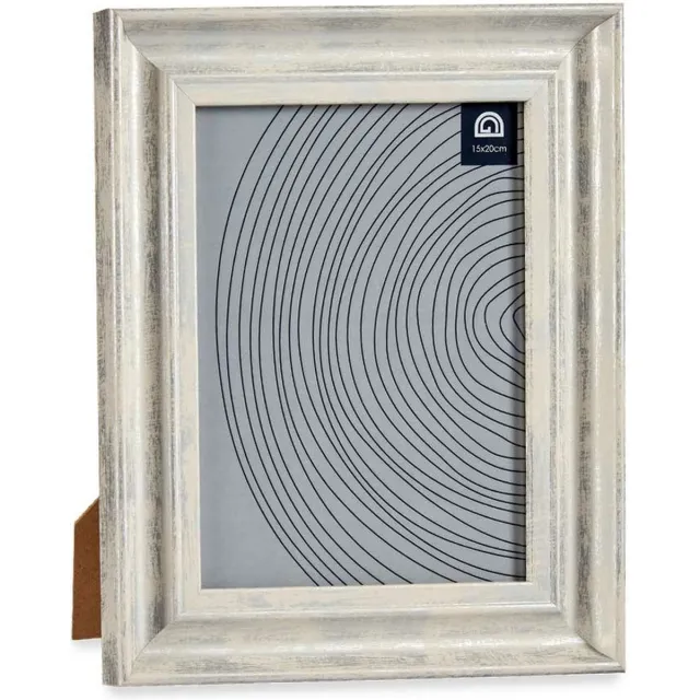 Giftdecor Fotolijstje voor een 15 x 20 cm foto - licht hout/zilver glans - Klassiek - frame 21 x 26 cm - staand/hangend Creme