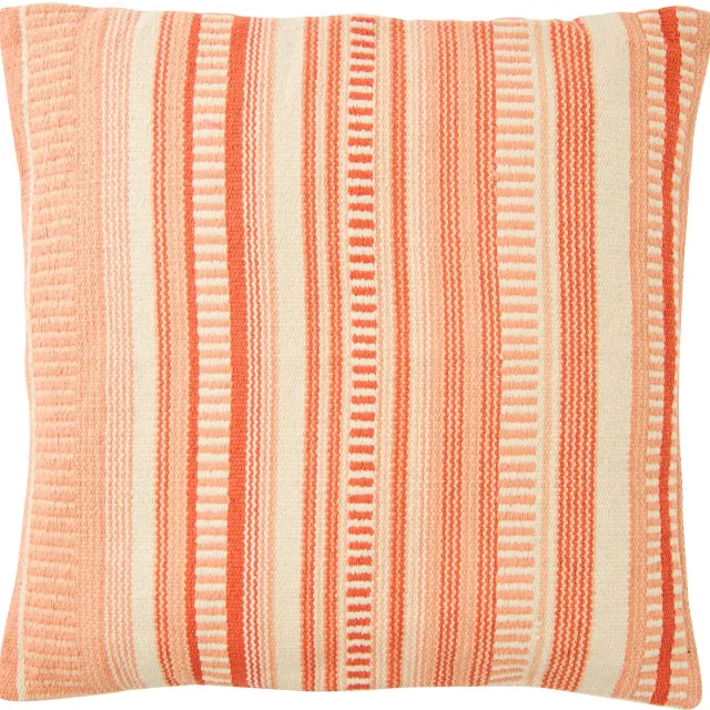 J-Line kussen Gestreept - katoen - ecru/donkeroranje Beige