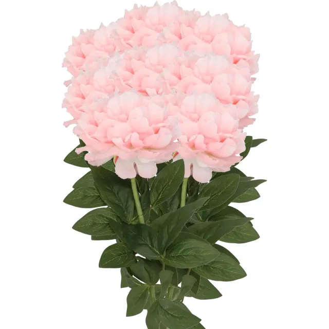 DK design Kunstbloemen boeket pioenroos - 8x - licht roze - zijde - 71 cm - decoratie bloemen Lichtroze
