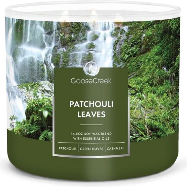 Goose Creek Candle Patchouli Leaves Large 3-Wick Candle groen zilver