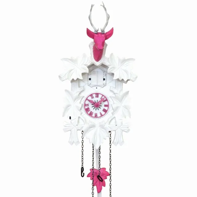 Engstler 522/5/18_QM - Koekoeksklok - Kwarts - Notenhout - met muziek - 30 cm Roze
