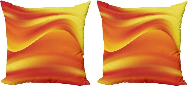 ABAKUHAUS Oranje Sierkussenhoes Set van 2, Abstracte Digital-Wellen, Modern Accent Dubbelzijdige Digitale Print, 45x45, Gebrand Oranje