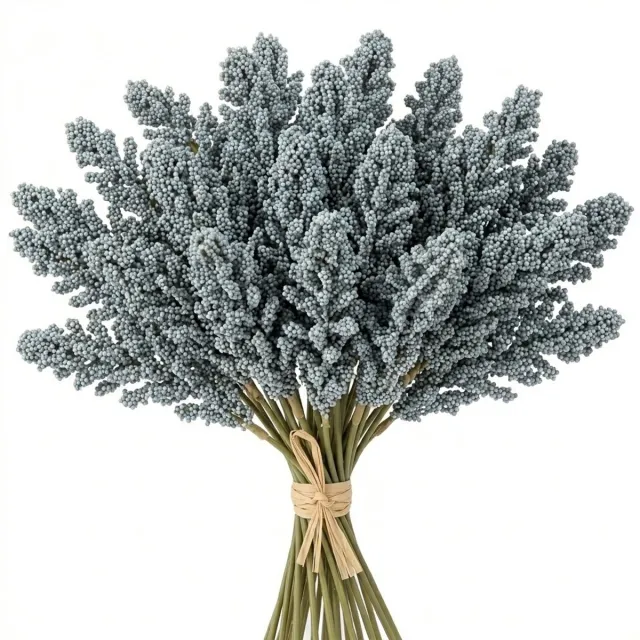 NUVEX Blauw kunstbloemen lavendel takjes set 6 stuks decoratie bloemen foam structuur voor interieur bruiloft en DIY styling Blauw, Groen