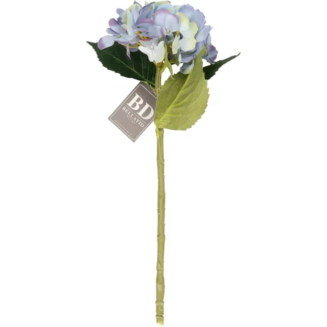 Bellatio Design Kunstbloem Hortensia tak - blauw - 48 cm - losse steel - Kunst zijdebloemen - hydrangea