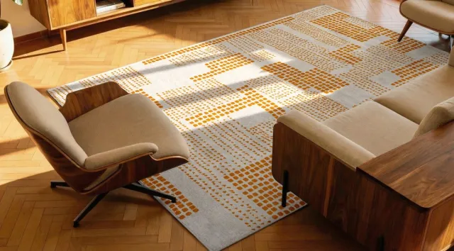 Louis de Poortere Wasbaar Binnen & Buiten Vloerkleed - 240 x 340 cm - Louis De Poortere Zen Garden Pomelo - Laagpolig Tapijt - Gerecycled PET - Made in Belgium - Circulair Oranje