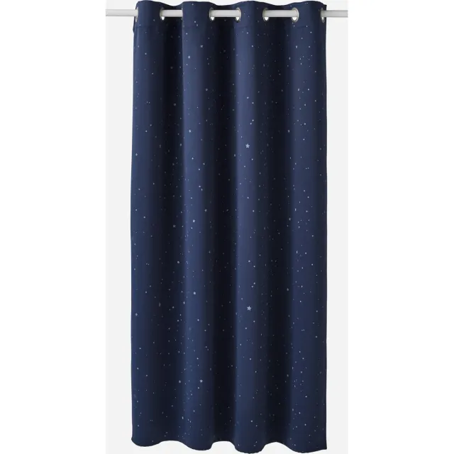 vertbaudet Glow-in-the-dark oogjesgordijn met sterretjesprint Marineblauw Bedrukt