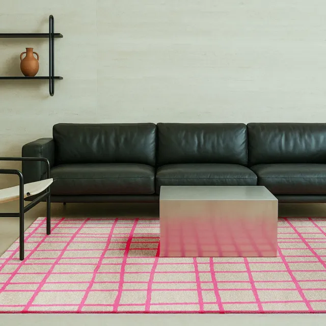 LOLA&MOI Binnen & Buiten Vloerkleed - 200 x 280 cm - Lola&Moi Caro Hot Pink - Laagpolig Tapijt - Gerecycled PET - Made in Belgium - Circulair Roze