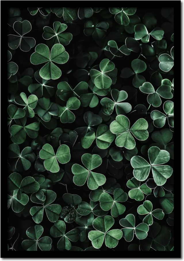 Plakkers Poster klavertjes - 30cm x 40cm - vintage - woonkamer - slaapkamer - bloemen posters - goedkoop - muurposter - natuur - wanddecoratie Full-colour