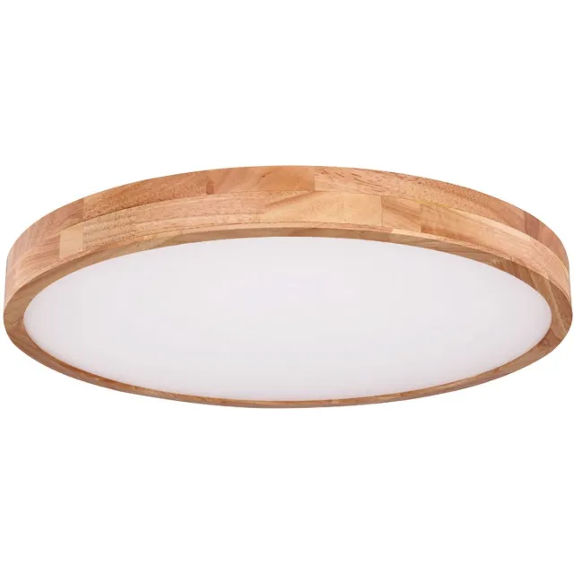 Globo Plafondlamp LED houtoptiek plafondlamp dimbaar afstandsbediening woonkamerverlichting 60 cm, CCT schakelen, 48 W 3100 lm 3000-6000K, H 10,5 cm Bruin