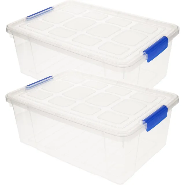 PLASTICFORTE 6x stuks Opslag/opberg bakken/kisten/manden met deksel 37 x 26 x 14 cm transparant - Opbergbakken