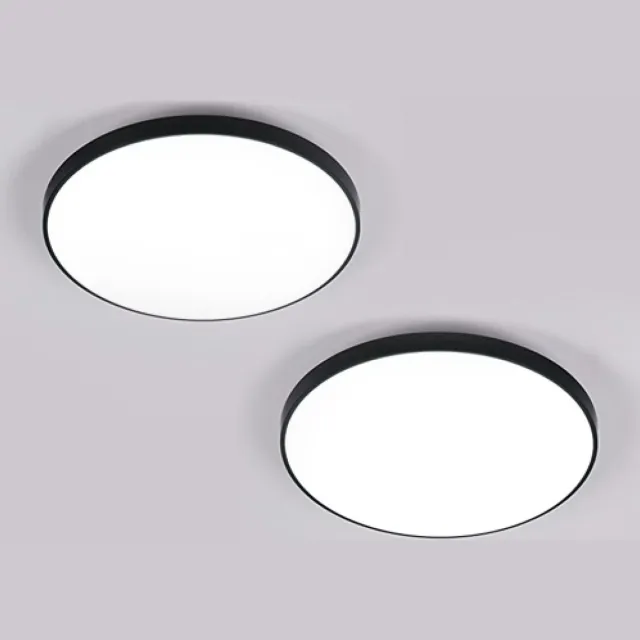 Haobosic Plafondlamp - Rond Zwarte Rand - 2 Stuks - 24W - 6500K Koud Wit