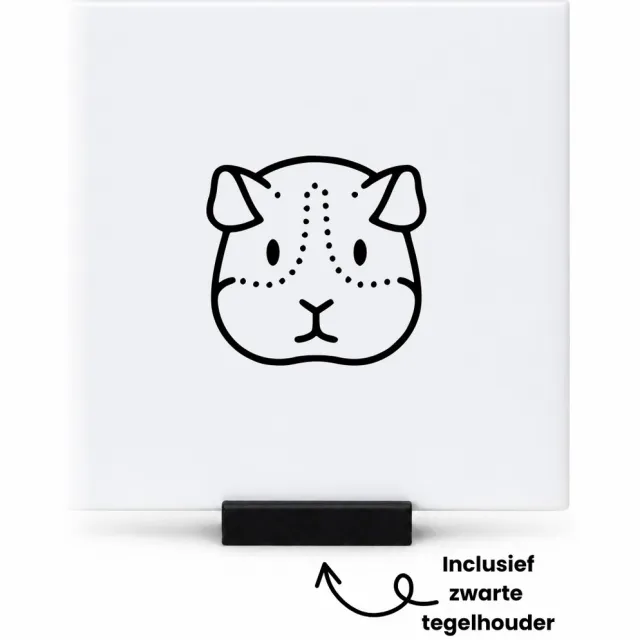 Hacebo Cavia tegeltje met tegelhouder - Cavia - Cavia liefhebbers - tegeltjes met tekst - Leuk kado voor iemand die van cavia´s houd - spreuktegels - 10.8x10.8 CM Wit