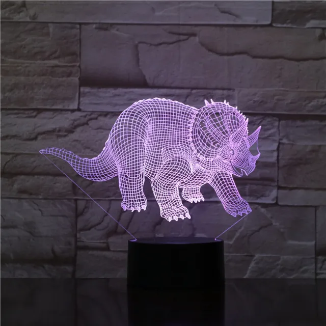 MC Living 3D Led Lamp Met Gravering - RGB 7 Kleuren - Dinosaurus
