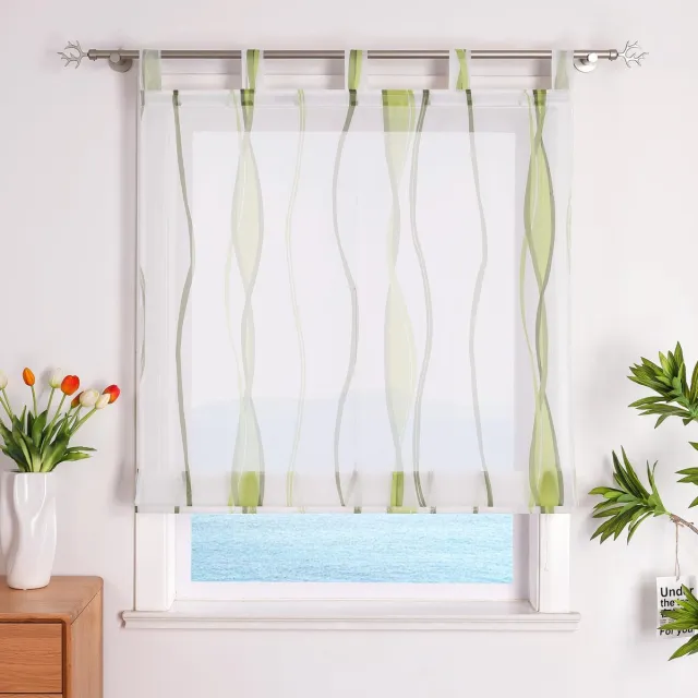Unyqoos Transparant vouwgordijn met golfdesign voor keuken en woonkamer groen