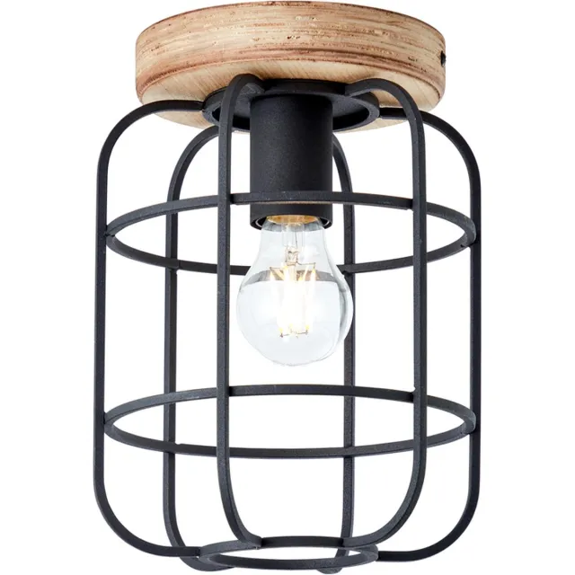 Brilliant Gwen - Plafondlamp - E27 max 1x40W - Zwart/Hout bruin