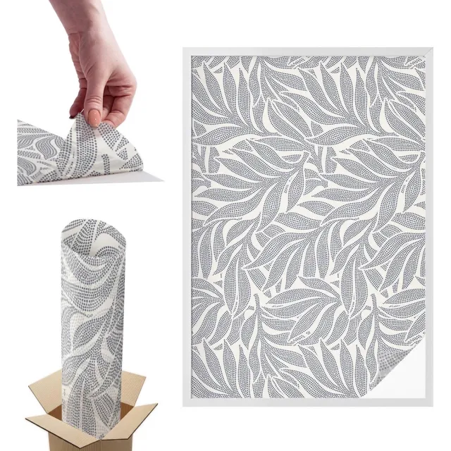 TULUP Raamfolie Anti inkijk - Bladdruppels Anti inkijk Raamfolie - 100x146 cm - Grijs Raamfolie Tegen inkijk - Zelfklevende Anti inkijk Folie Glas in Lood - Voor de woonkamer, slaapkamer en kantoor - Zonwerende Raamfolie Glas in Lood Grijs - Bladdruppels