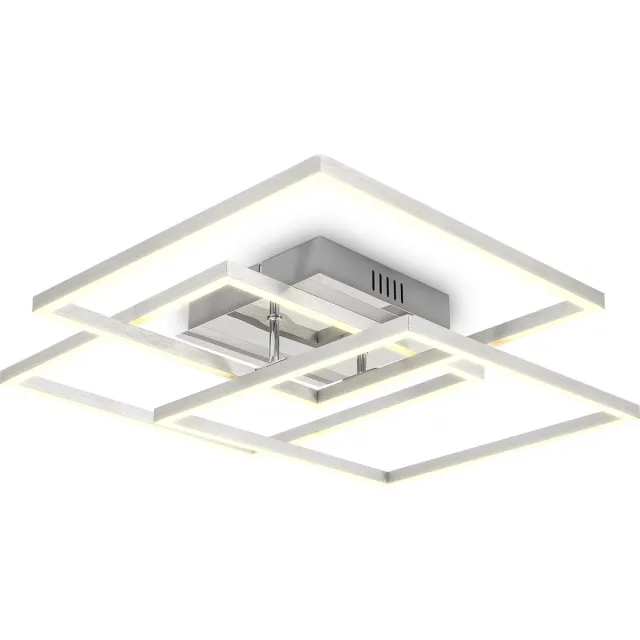 B.K.Licht LED Frame Plafondlamp - draaibaar - kantoor lamp - plafonniére voor binnen - chroom - 3.000 K - 4.000 Lm - 40W aluminiumkleuren