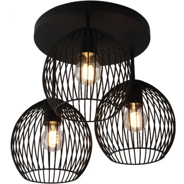 Olucia Industriële plafondlamp zwart, Wiro - Vorm: Rond
